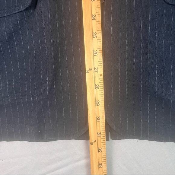 Gap Twill Blazer Mens Medium Navy Blue Pin Striped Preppy Summer Casual Nautical - Picture 11 of 13